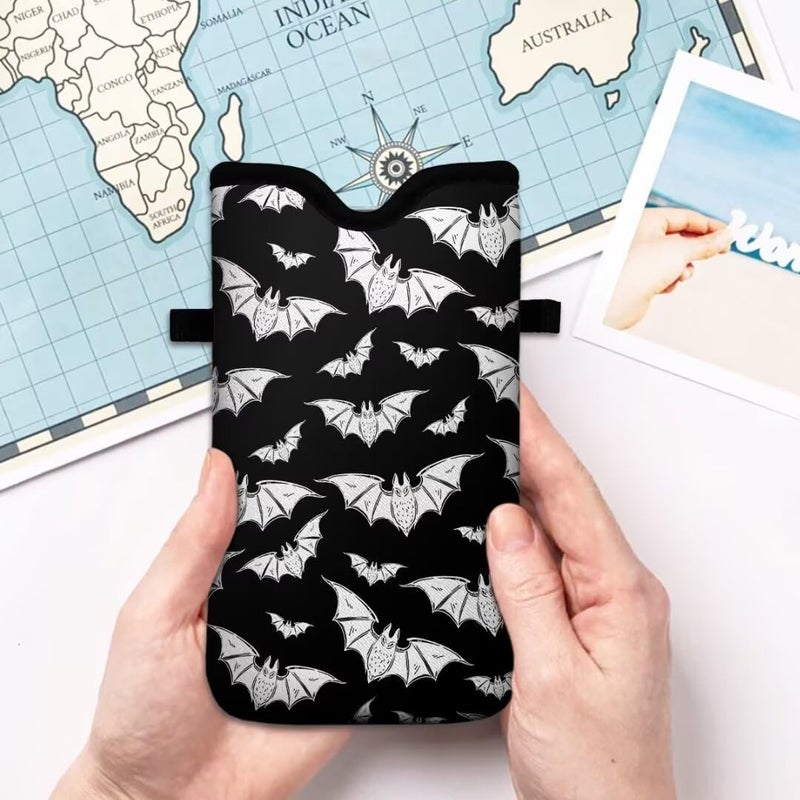 FREZORA Cell Phone Sleeves Bag Case Crossbody Neoprene Holder Lanyard Phone Pouch for Women Men 7.5 X 4.5 Inches - Bat - Image 3
